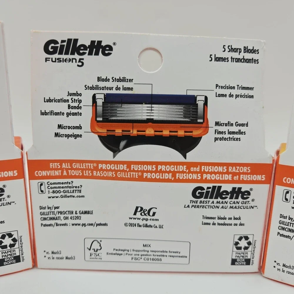 Lot 3 Gillette Fusion5 Power Razor Blade Refill Cartridges- 12 Total Cartridges